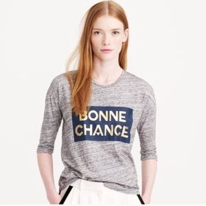 🇫🇷J. Crew French Bonne Chance Cotton Tee